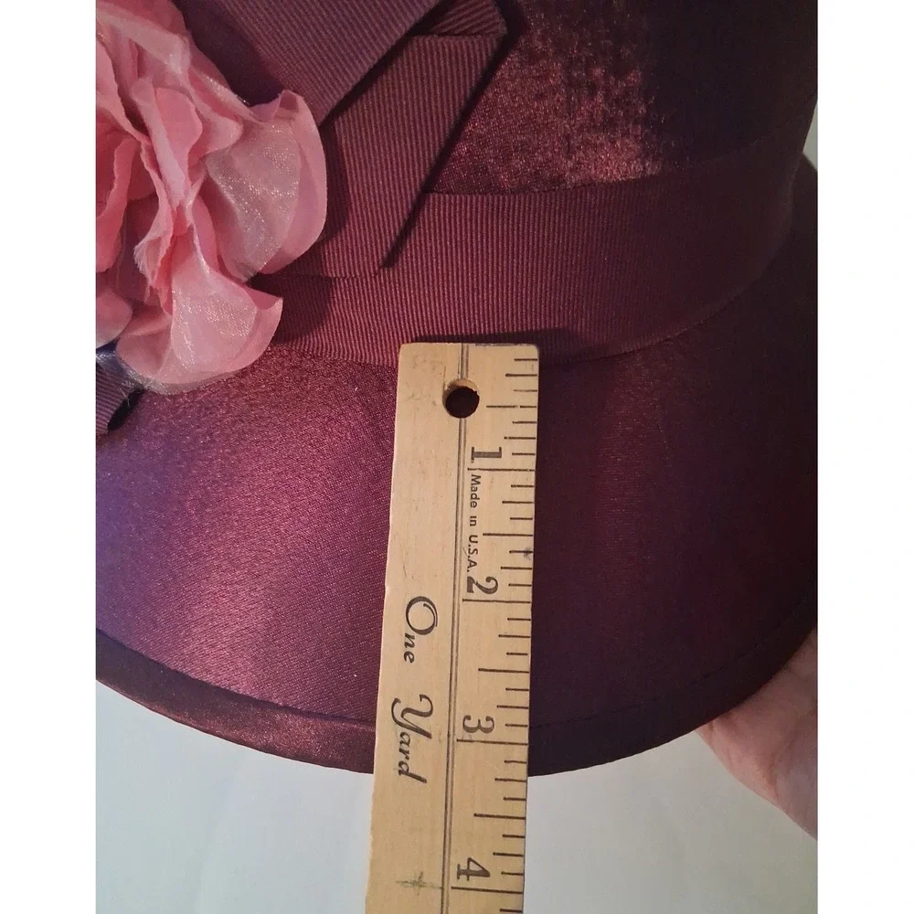 August Hat Co. Women's Burgundy Sheen Wedding Church Dress Hat with Flowers